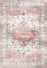 Tapis vintage lavable - Skye - Rose / Crème