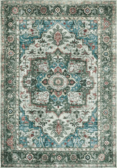 Tapis vintage lavable - Oria - Vert / Multicolore