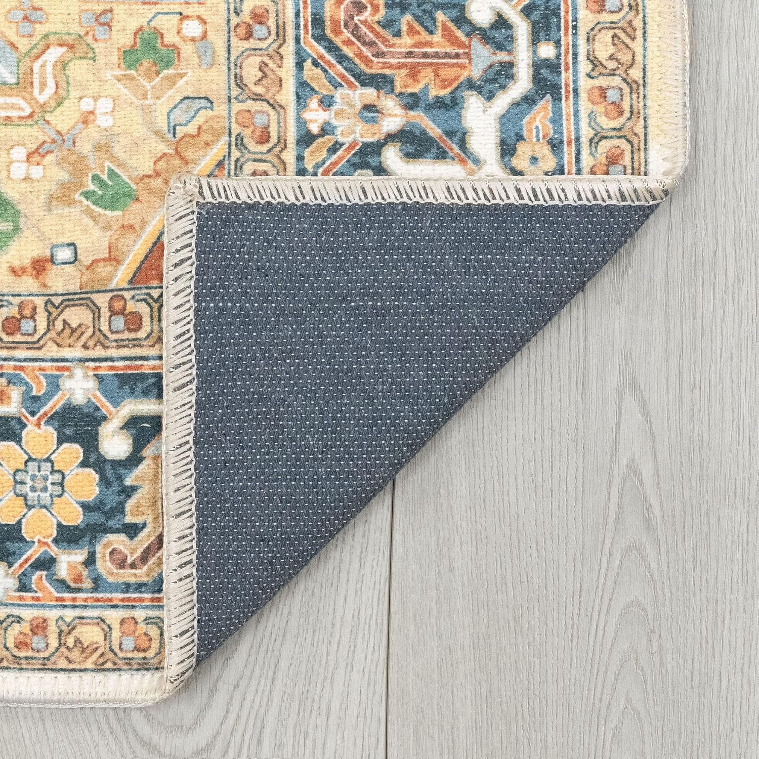 Tapis vintage lavable - Mina - Crème / Multicolore