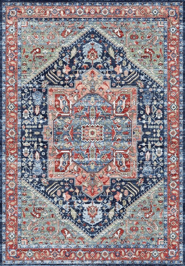 Tapis vintage lavable - Iris - Beige / Orange - Saray Tapis