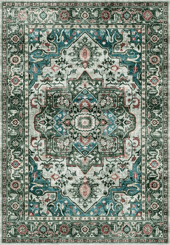 Tapis vintage lavable - Oria - Vert