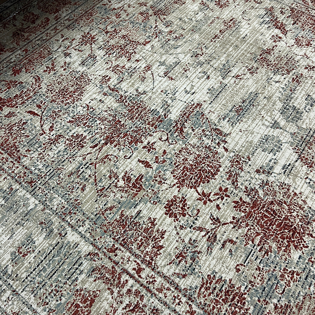 Tapis vintage lavable - Tosca - Beige / Rouge