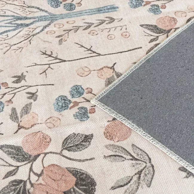 Tapis vintage lavable - Flora - Crème / Beige / Rose