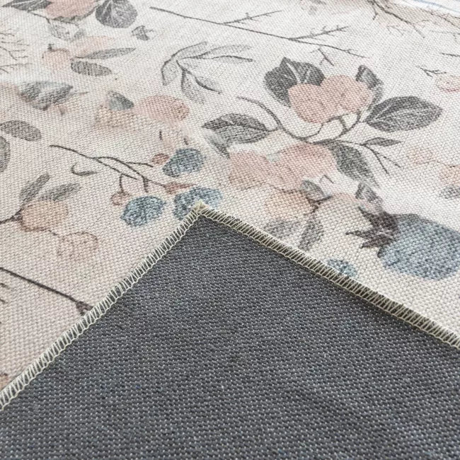 Tapis vintage lavable - Flora - Crème / Beige / Rose