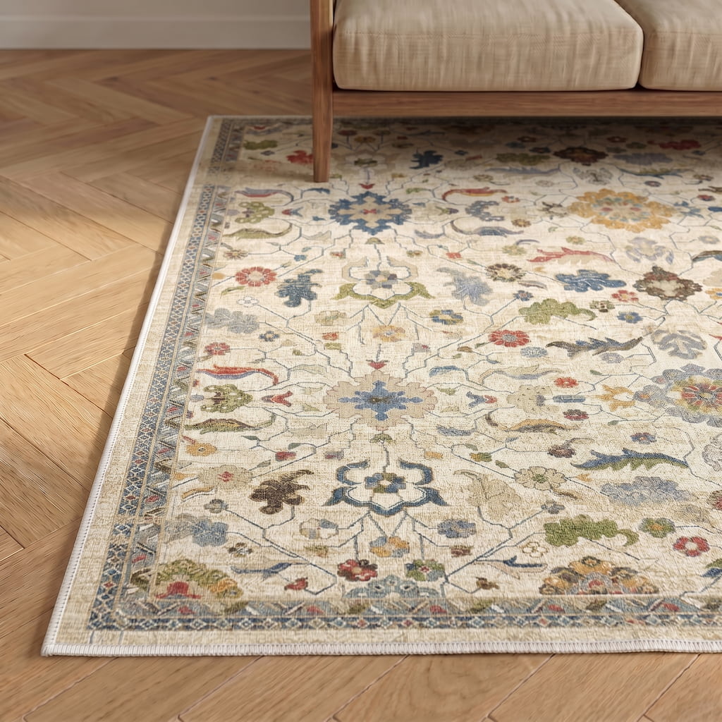 Tapis vintage lavable - Paddy - Crème - Saray Tapis