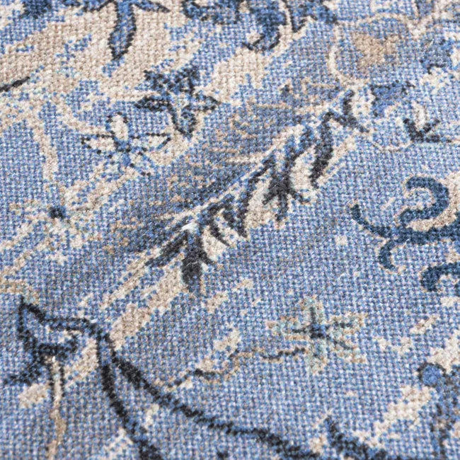 Tapis vintage lavable - Laly - Crème / Bleu