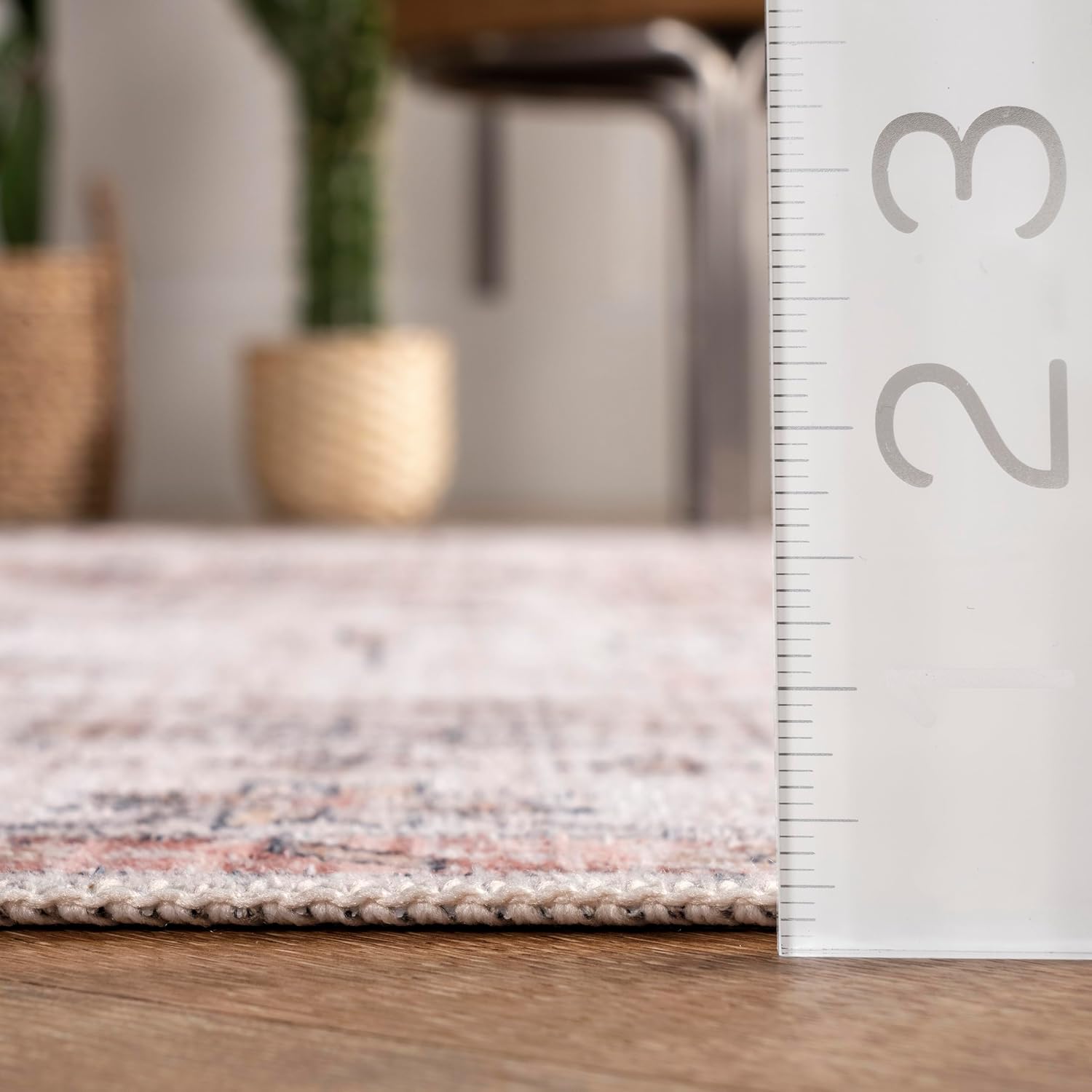 Tapis vintage lavable - Skye - Rose / Crème