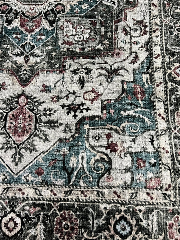 Tapis vintage lavable -  Oria - Vert / Multicolore