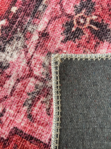 Tapis vintage lavable - Oria - Rouge / Rose