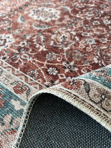 Tapis vintage lavable - Persan - Terra / Vert