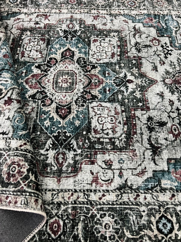 Tapis vintage lavable -  Oria - Vert / Multicolore