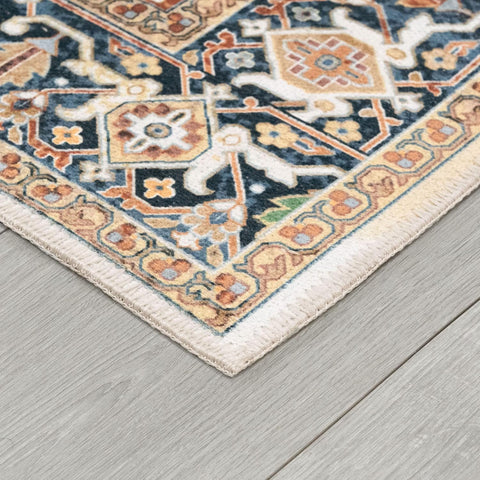 Tapis vintage lavable - Mina - Crème / Multicolore