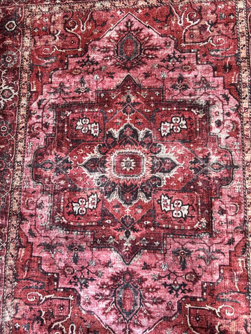 Tapis vintage lavable - Oria - Rouge / Rose