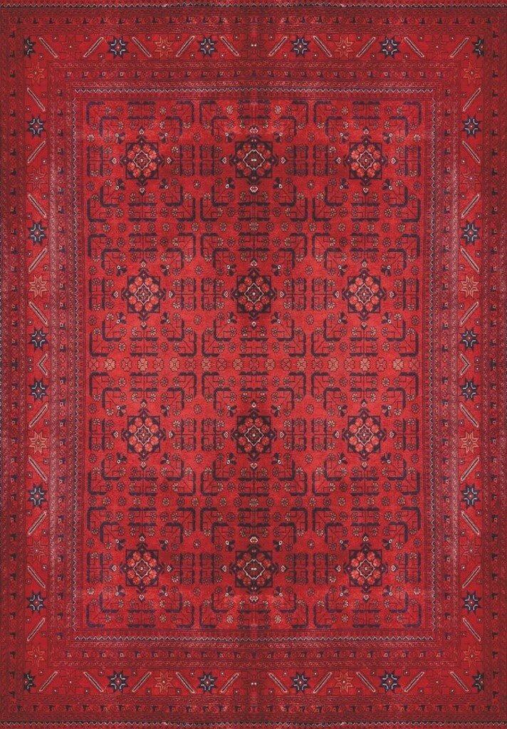 Tapis vintage lavable - Afghan - Rouge - Saray Tapis
