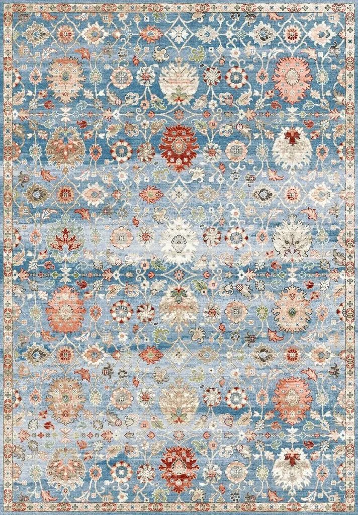 Tapis vintage lavable - Flaury - Bleu - Saray Tapis