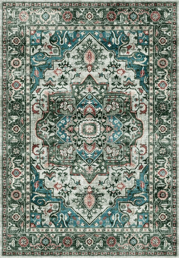 Tapis vintage lavable - Oria - Rouge / Rose - Saray Tapis