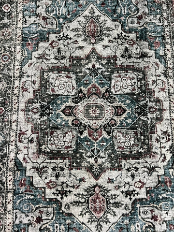 Tapis vintage lavable -  Oria - Vert / Multicolore