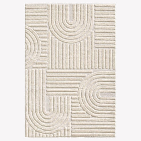 Tapis crème à motifs minimaliste en relief