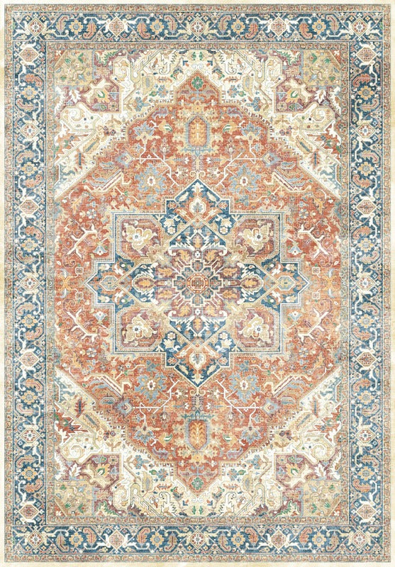 Tapis vintage lavable - Mina - Crème / Multicolore