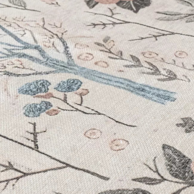 Tapis vintage lavable - Flora - Crème / Beige / Rose