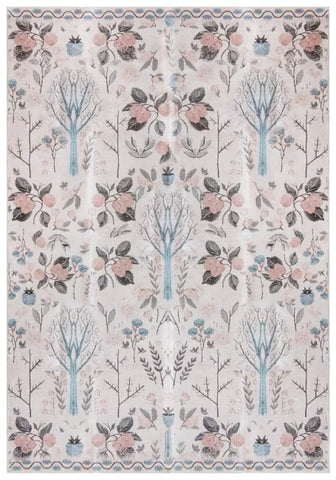 Tapis vintage lavable - Flora - Crème / Beige / Rose
