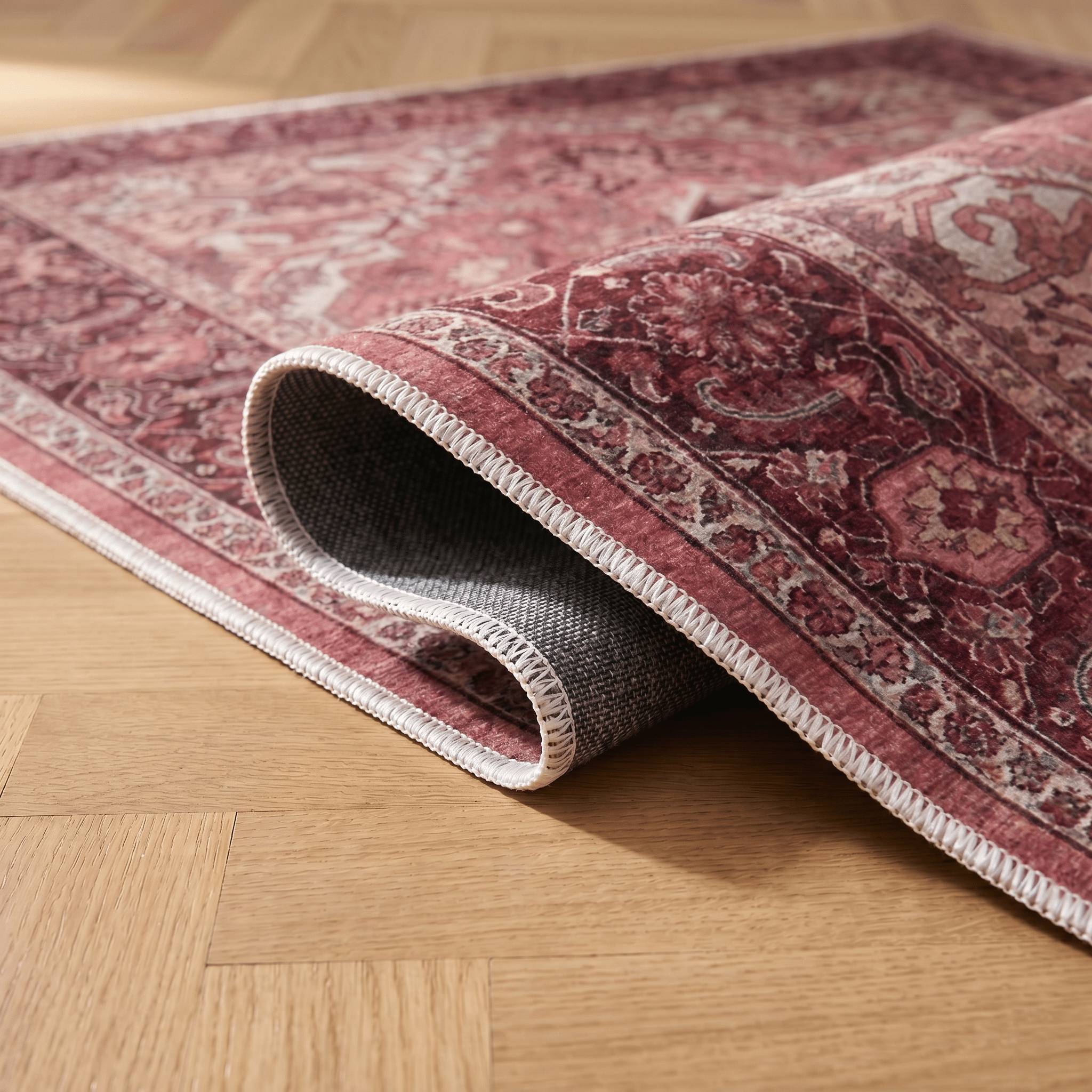 Tapis vintage lavable - Turkaman - Bordeaux - Saray Tapis