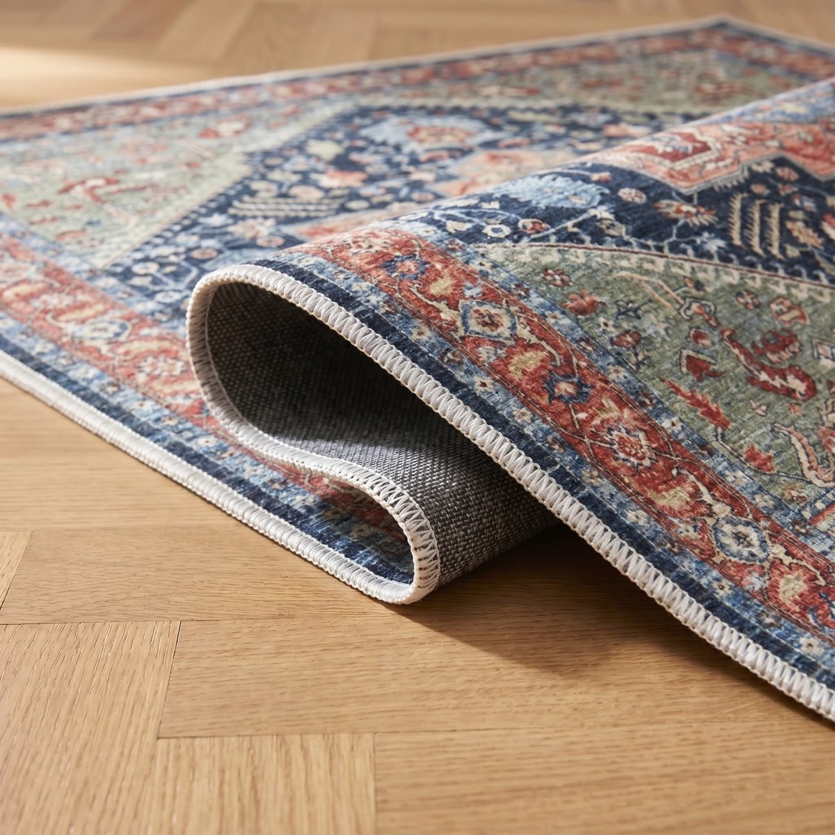 Tapis vintage lavable - Iris - Beige / Orange - Saray Tapis