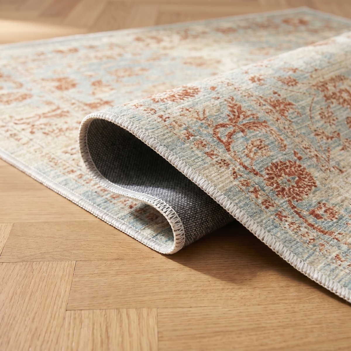 Tapis vintage lavable - Tosca - Beige / Rouge - Saray Tapis