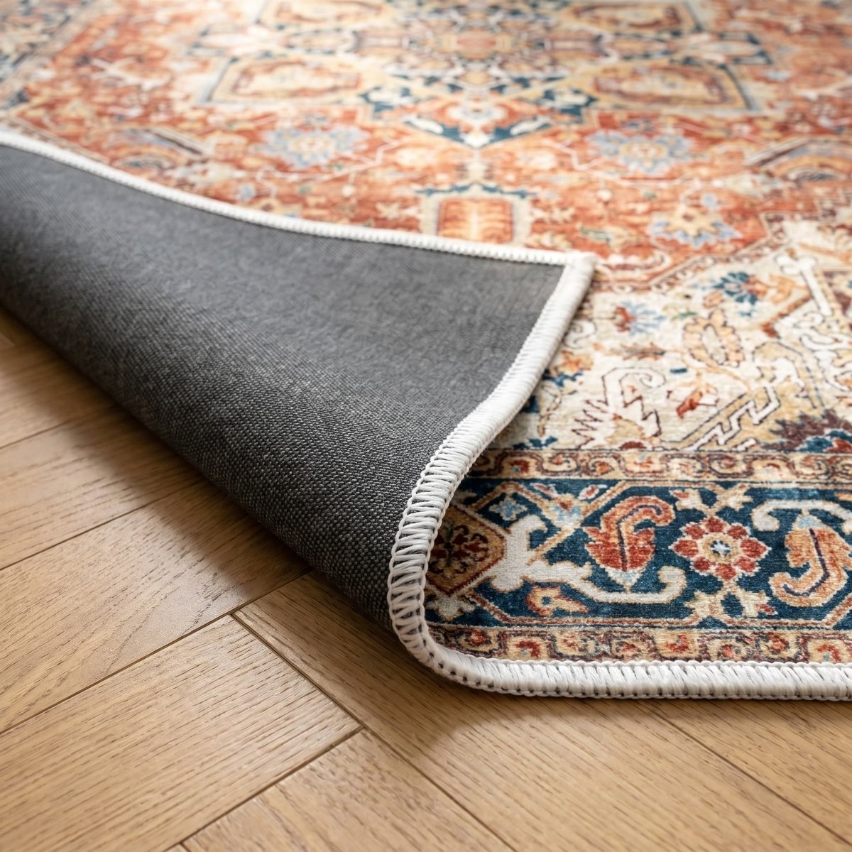 Tapis vintage lavable - Mina - Crème / Multicolore - Saray Tapis