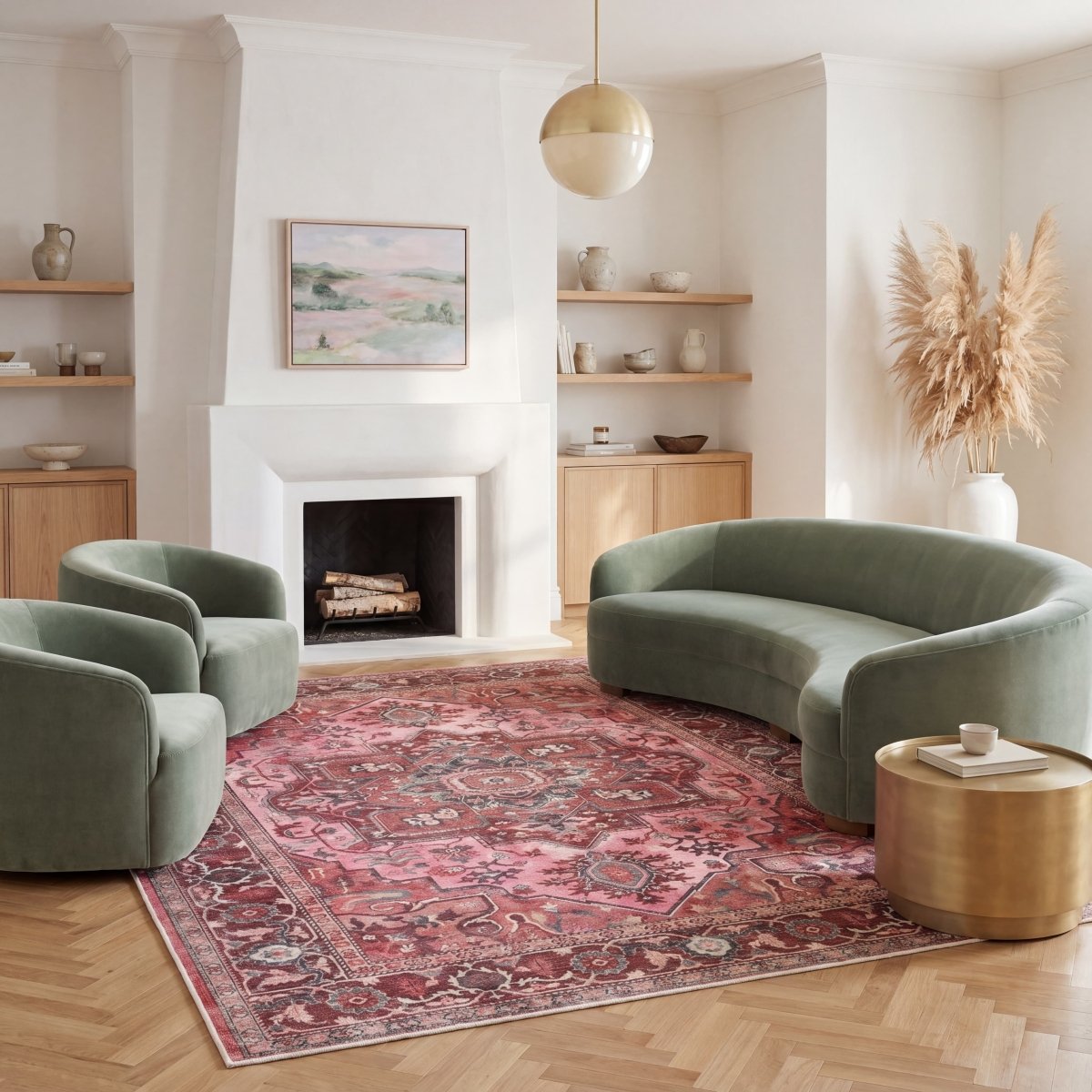 Tapis vintage lavable - Oria - Vert - Saray Tapis