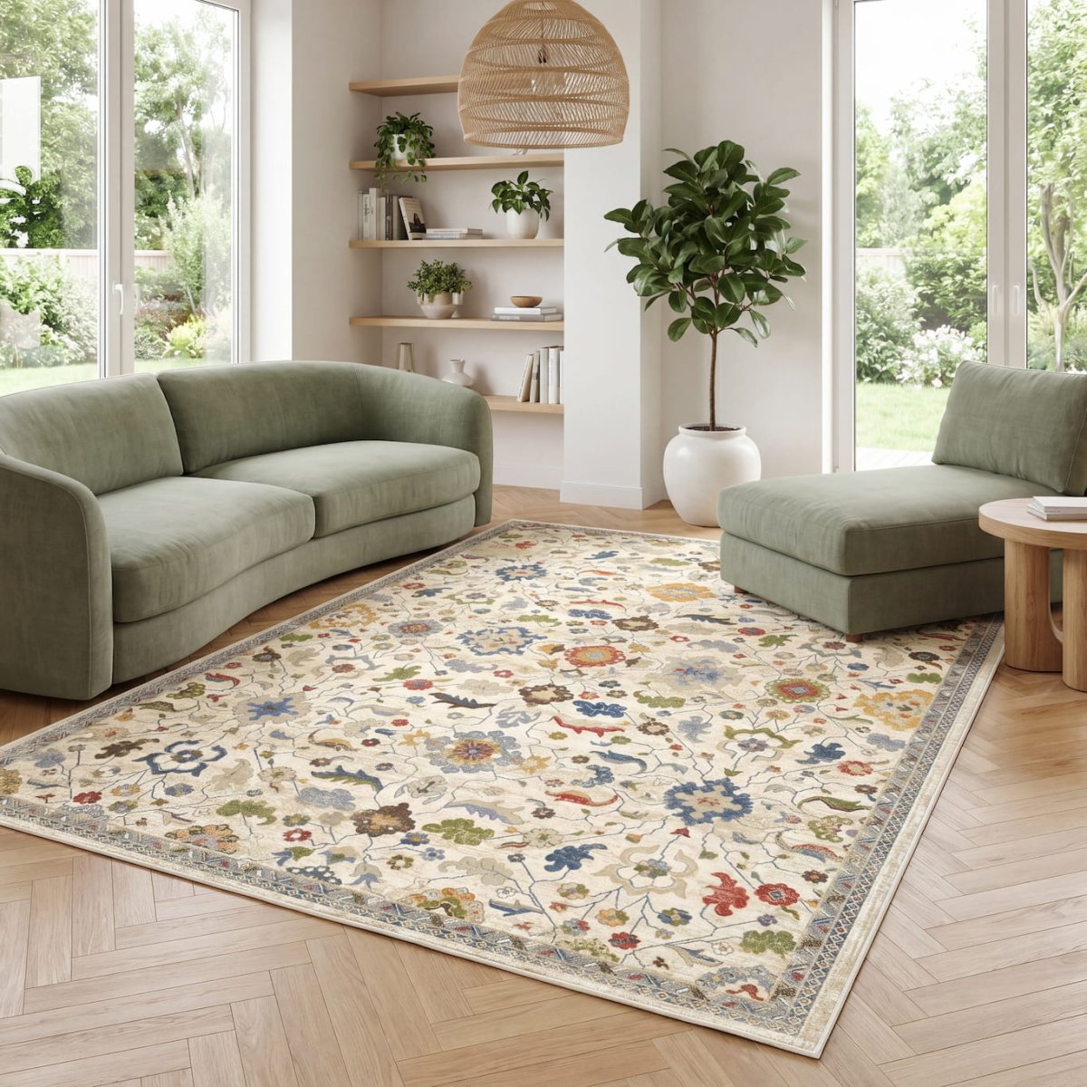 Tapis vintage lavable - Paddy - Crème - Saray Tapis